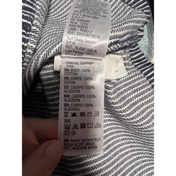 Roxy Women's Striped Overall Pinafore Dress Navy White Cotton Casual Size XS - Picture 11 of 14